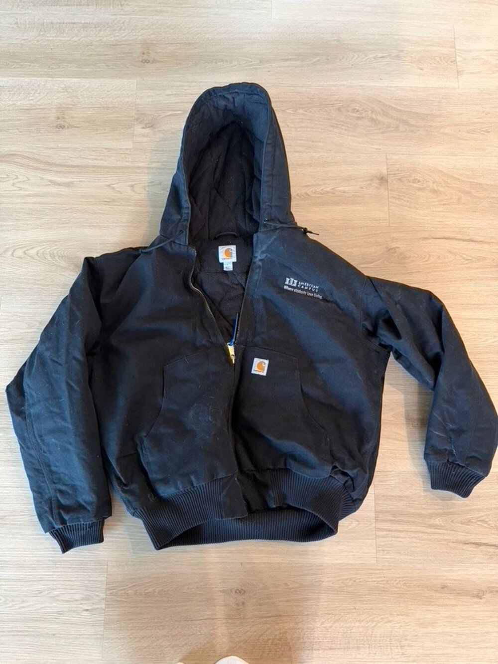 Carhartt Men's Firm Duck Active Jacket Black Large Hooded